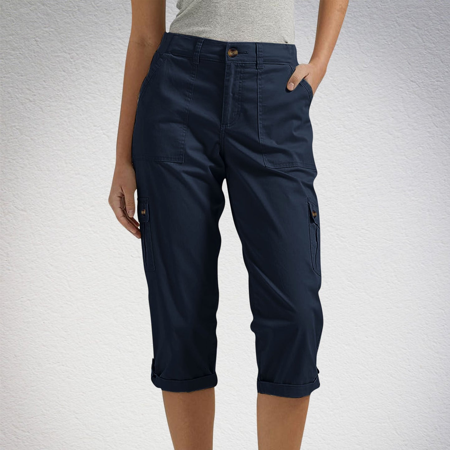 Women's Solid Color Comfortable Cropped Trousers