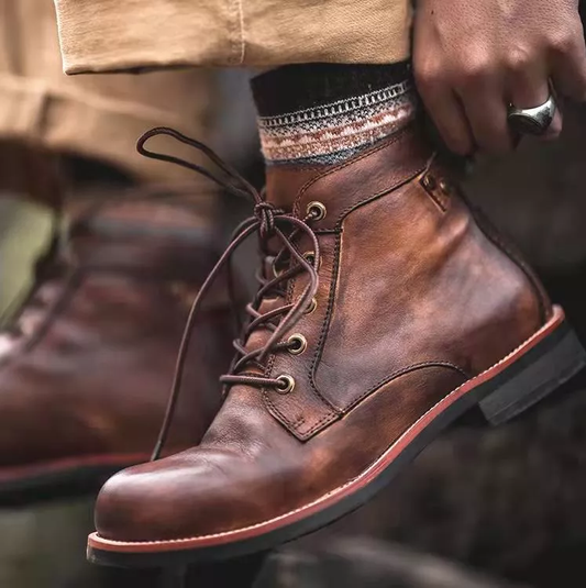 🔥Hot Sale🎁--40% OFF 🎉Mens Genuine Leather Waterproof Non-slip Arch Support Vintage Casual Chukka Boots