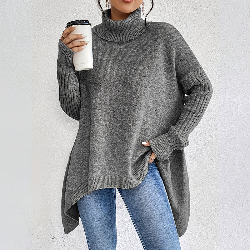 Women's solid color turtleneck sweater
