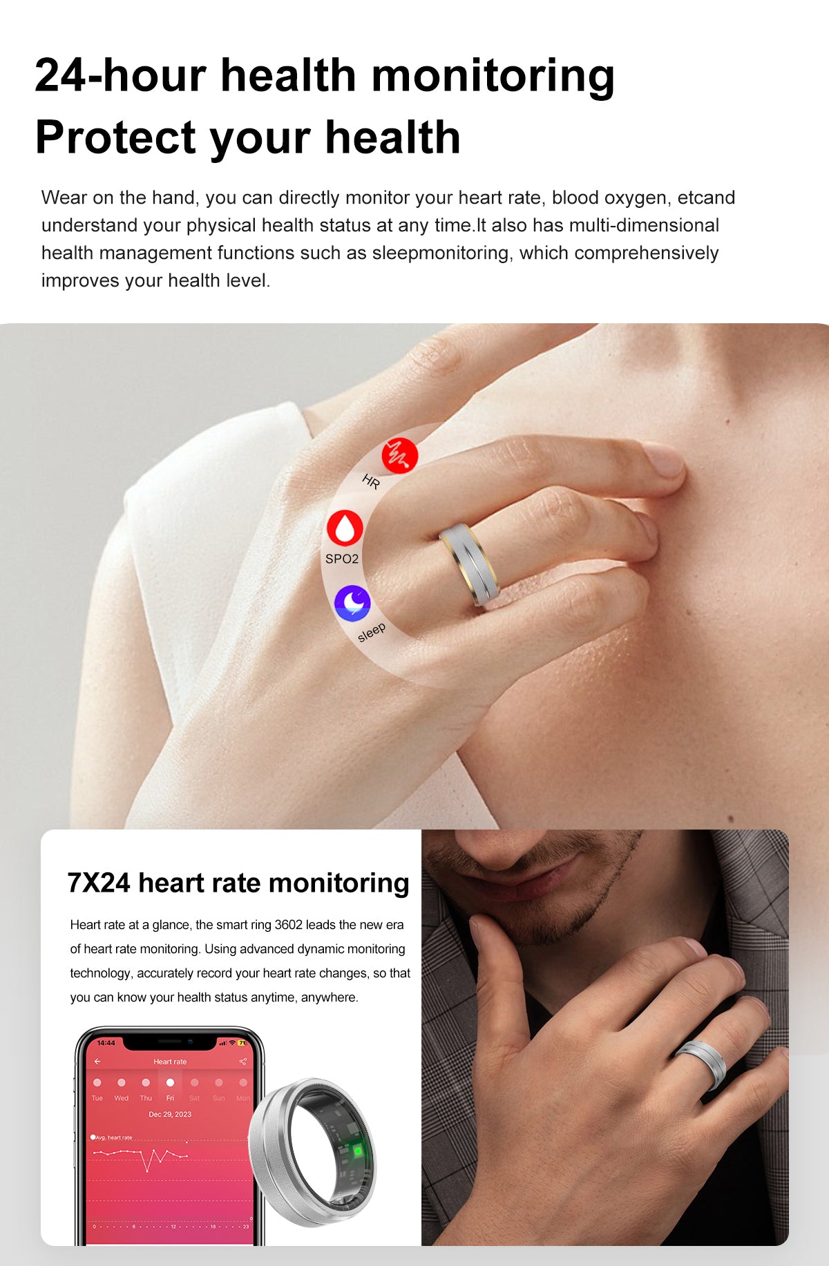 🔥Smart Ring (IP68 Waterproof) Compatible with iOS and Android