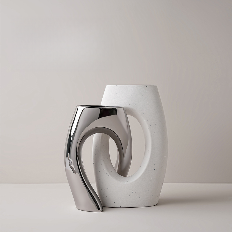 American European style cross tube vase silver vase ceramic ornaments