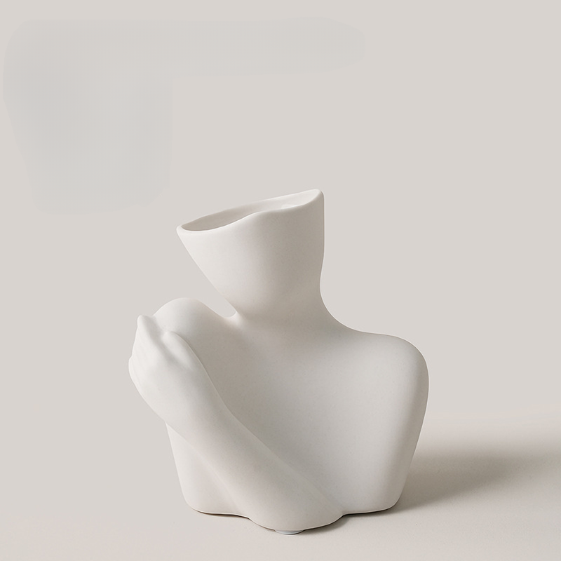Human body wabi-sabi vase ceramic living room home TV cabinet decoration left hand model