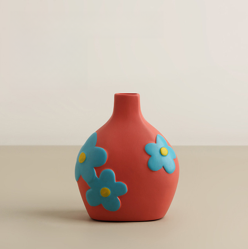 Painted ceramic vase - Rouge pink