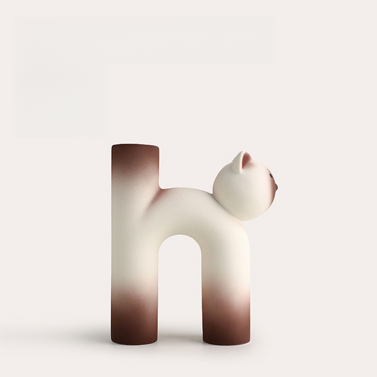 Tube-Shaped Siamese Cat Vase (Frosted Stone Brown)