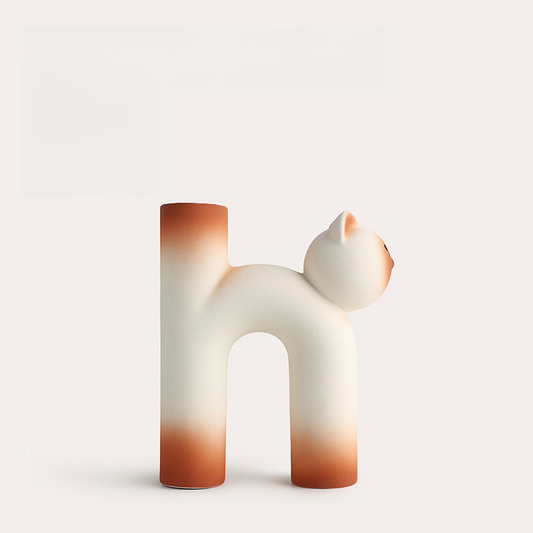 Tube-shaped Siamese Cat Flower Vase (Frosted Far Peak Brown)