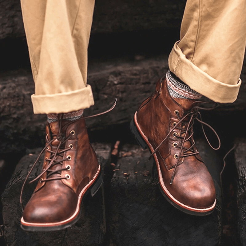 🔥Hot Sale🎁--40% OFF 🎉Mens Genuine Leather Waterproof Non-slip Arch Support Vintage Casual Chukka Boots