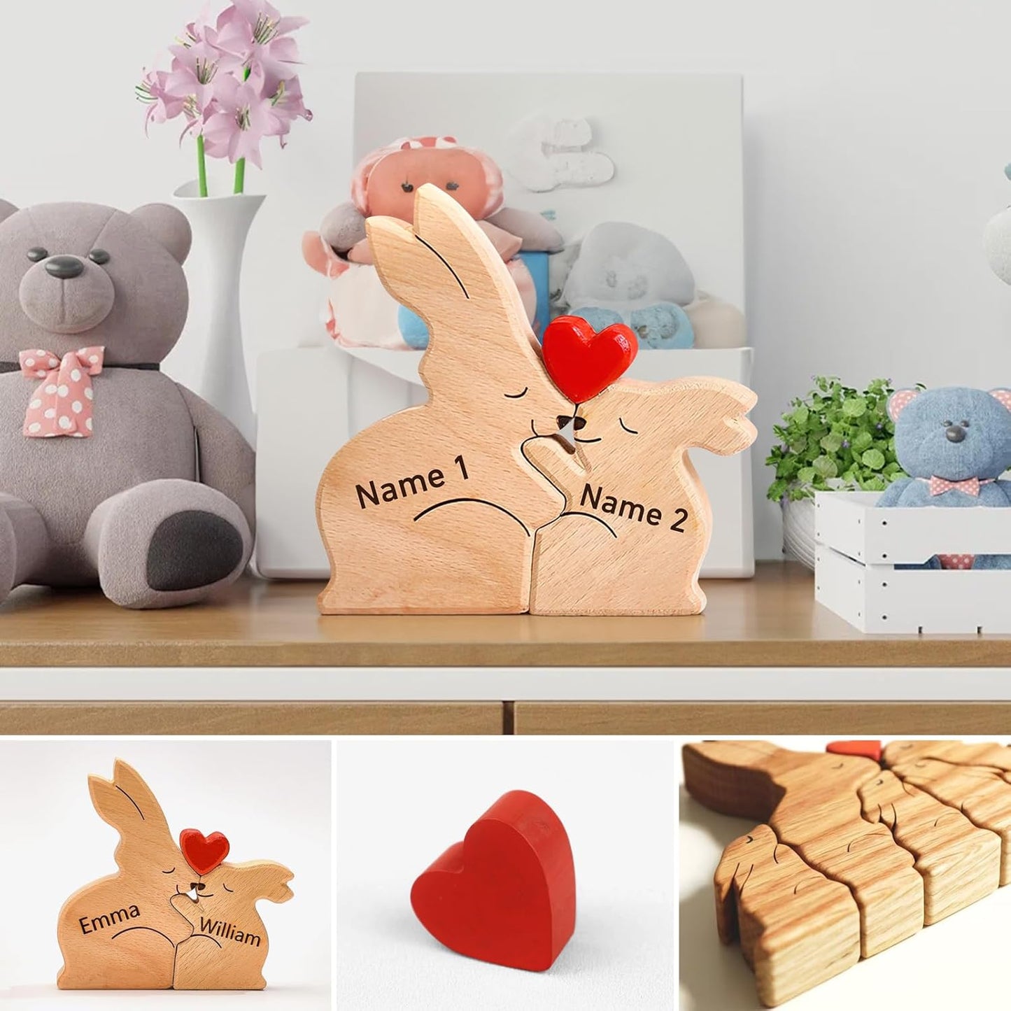 🐻🦊A gift for the whole family 🎁personalized wooden bear jigsaw puzzles