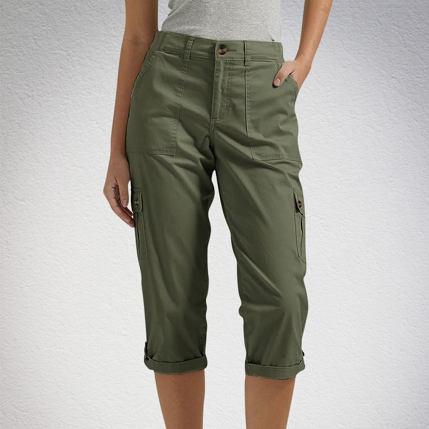 Women's Solid Color Comfortable Cropped Trousers