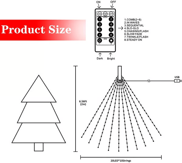 🎄- 🔥8 Modes 100-600 Christmas LED Firefly Twinkle String Lights