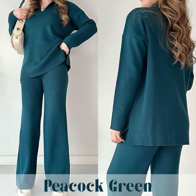 🎁This Week's Special Price $49.99💥V-Neck Casual Slit Knitted Two-Piece Set