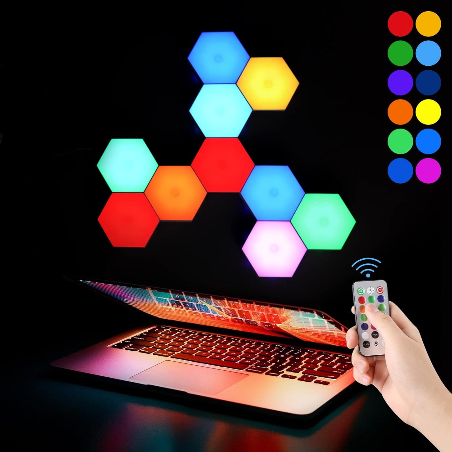 🛑Hexagonal Smart LED Wall Lamp with Remote Control🌈