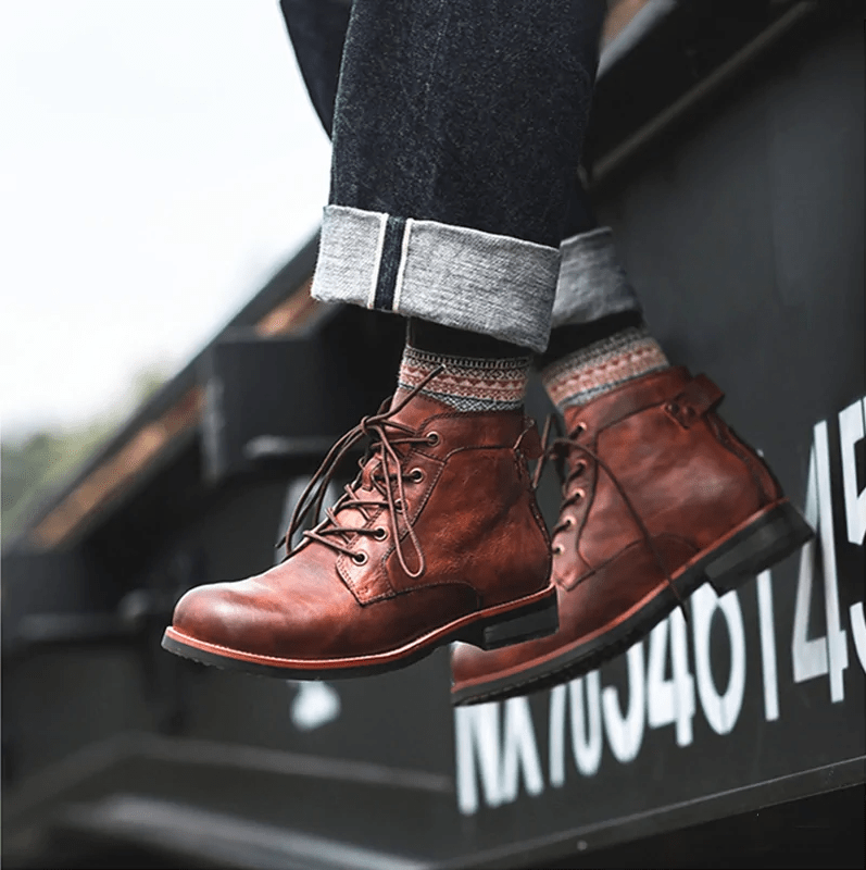 🔥Hot Sale🎁--40% OFF 🎉Mens Genuine Leather Waterproof Non-slip Arch Support Vintage Casual Chukka Boots