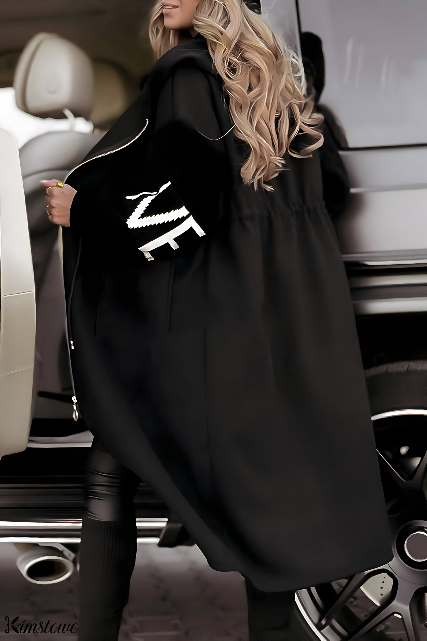 Women's casual hooded long patchwork jacket